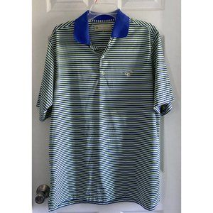 Donald Ross Short Sleeve Polo Golf Shirt With Eagle Logo Size Medium Blue/Lime